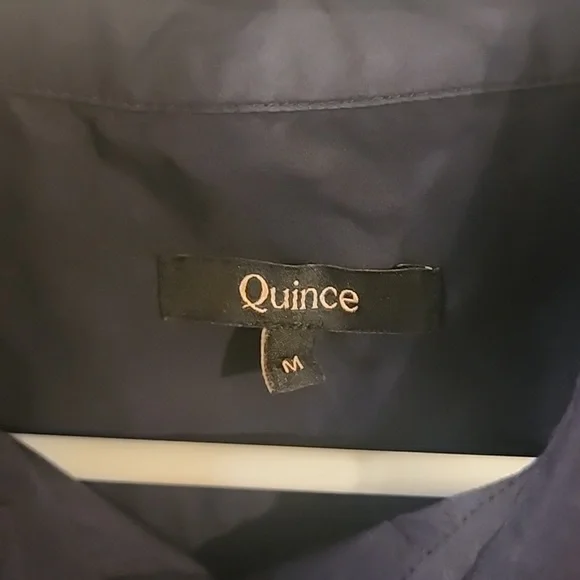 Quince Navy Long Sleeve Ruffle Hem Shirt Dress - Picture 2 of 4